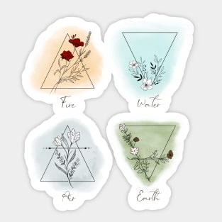 The Four Elements: Fire, Water, Air and Earth Sticker